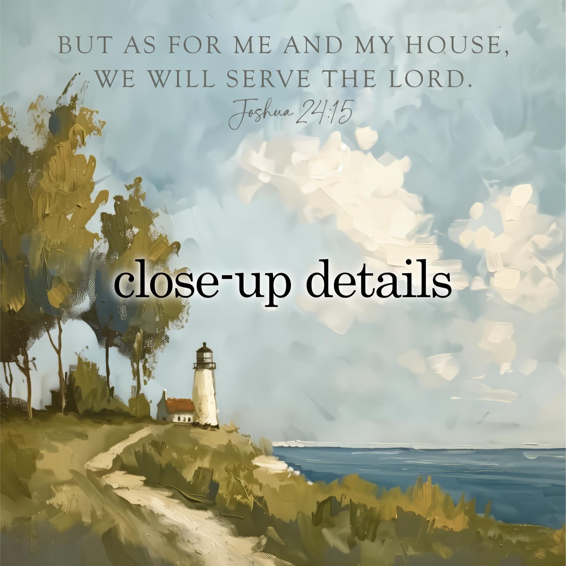 a lighthouse on a cliff overlooking the ocean, with a serene landscape and a cloudy sky in the background.