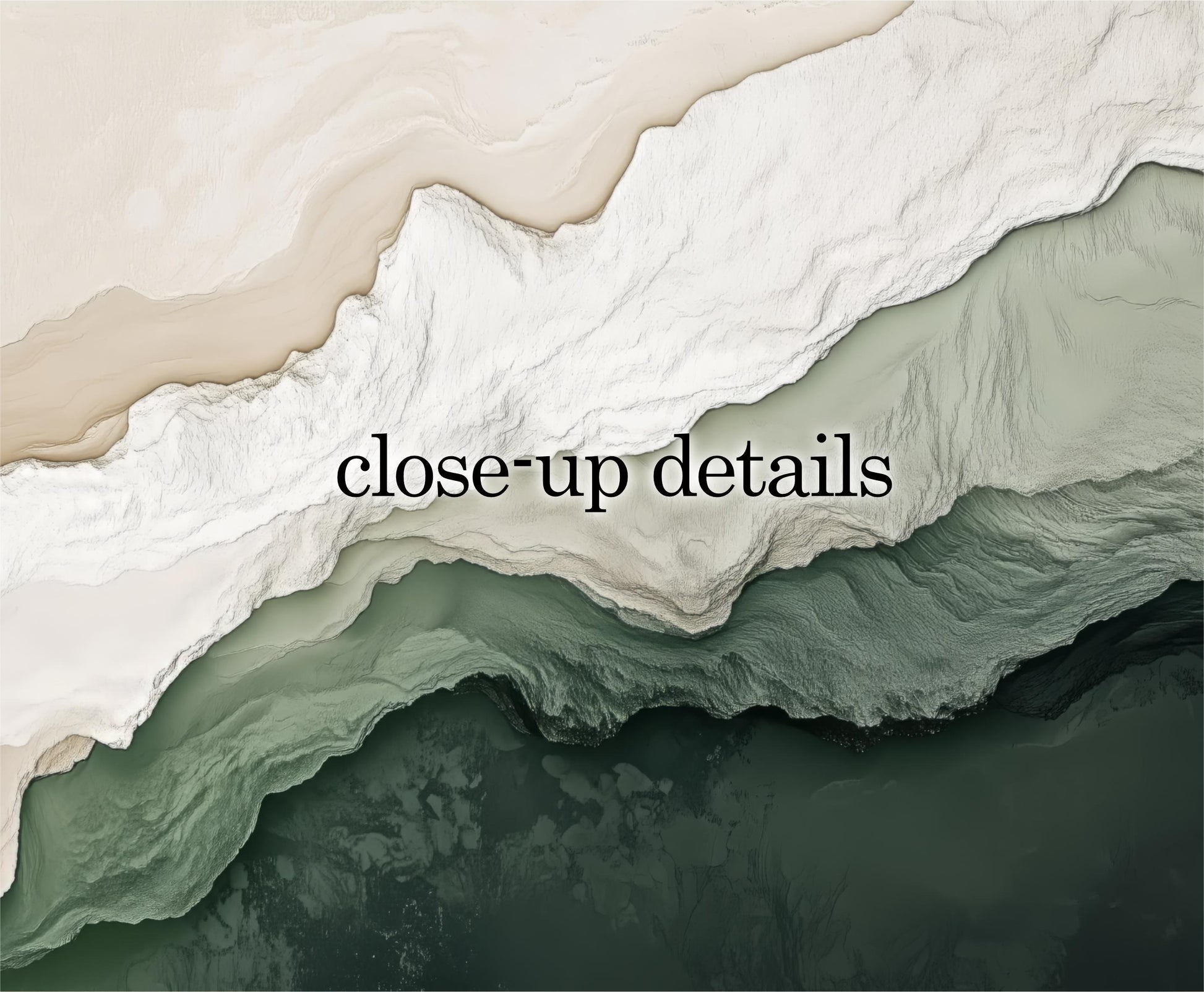 The image is a close-up of a textured surface with a gradient of colors, including shades of green, white, and brown.