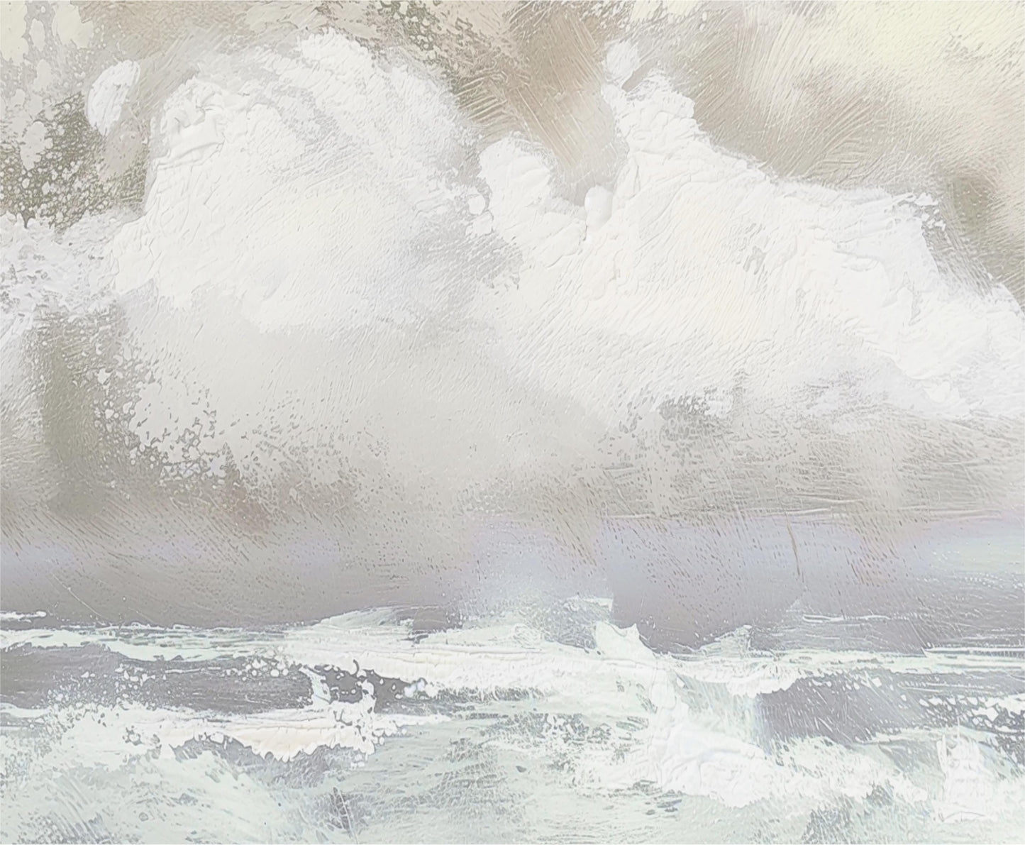 a painting of a man riding a surfboard in the ocean