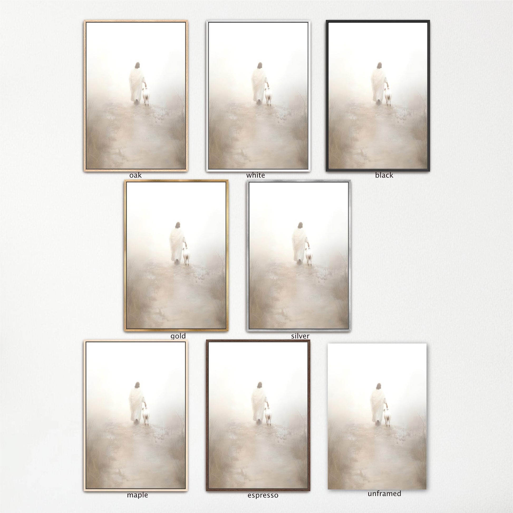 a series of photographs of a man standing in a foggy field