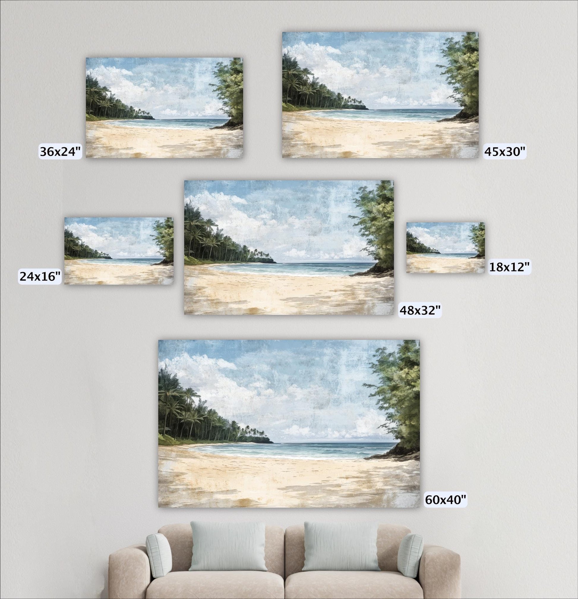 a living room with a couch and a painting on the wall