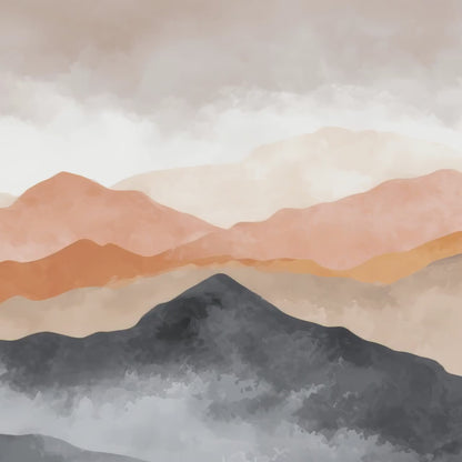 Abstract Neutral Mountain Landscape Art
